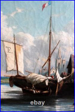 Eugène Lepoittevin (1806-1870) Port de Normandie Huile sur toile