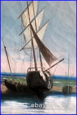 Eugène Lepoittevin (1806-1870) Port de Normandie Huile sur toile
