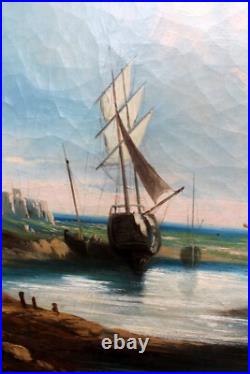 Eugène Lepoittevin (1806-1870) Port de Normandie Huile sur toile