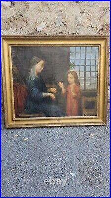 European School XIX century Marie et l'enfant Jésus filantHuile sur toile