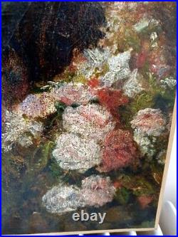 Felix ZIEM Huile sur toile tableau peinture Femme aux fleurs authentique Venise