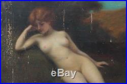 Femme rousse nue à la rivière XIXè, J. A. Hanriot (1853-1930) A RESTAURER