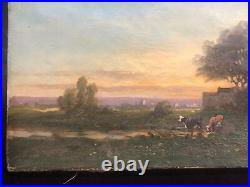 Feron Julien Hippolyte(1864-1944) Paysage animé Huile sur toile signée ++++++