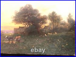 Feron Julien Hippolyte(1864-1944) Paysage animé Huile sur toile signée ++++++