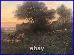 Feron Julien Hippolyte(1864-1944) Paysage animé Huile sur toile signée ++++++