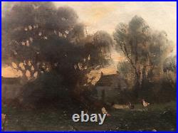 Feron Julien Hippolyte(1864-1944) Paysage animé Huile sur toile signée ++++++