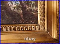 Fin XIX ème s, ancienne peinture huile sur toile signée, cadre doré bord de mer