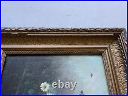 Fleurs, huile sur toile, tableau ancien, encadré, peinture, XIXe Fleurs, huile sur toile, tableau ancien, encadré, peinture, XIXe