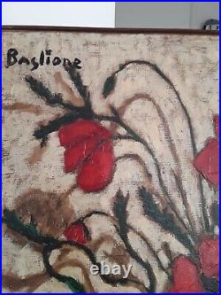 GILBERT BAGLIONE peinture huile sur toile'' Bouquet de coquelicots'