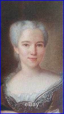 GRAND PORTRAIT FEMME DE QUALITE NOBLE EPOQUE 18ème siècle Huile sur toile XVIIIè