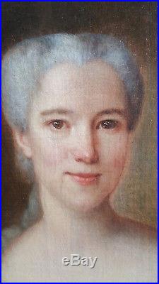 GRAND PORTRAIT FEMME DE QUALITE NOBLE EPOQUE 18ème siècle Huile sur toile XVIIIè