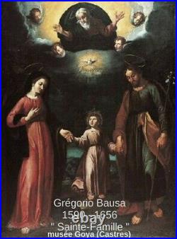 GREGORIO BAUSA 1590-1656. TRÈS GRANDE TOILE XVIIIe XIXe. LA SAINTE FAMILLE