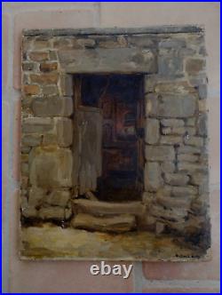 G. David-Nillet 1861/1932 Entrée de Vieille Maison en Bretagne Hst 41 x 33 cm