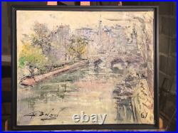 Georges Berger (1908-1976) Huile sur toile Encadrée Signée 61 La seine à Paris