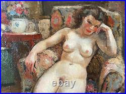 Georges CAPON tableau superbe grande huile sur toile nu modèle peintre curiosa