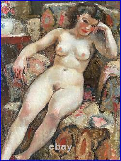 Georges CAPON tableau superbe grande huile sur toile nu modèle peintre curiosa