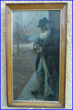 Georges Fraipont 1873-1912. Grand & Beau Tableau. Vieil Homme Bourrant Sa Pipe