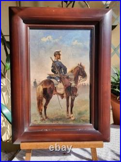 Georges Hyon 19eme Tableau Huile Sur Toile Revue Militaire A Cheval Napoleon 3