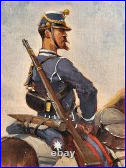 Georges Hyon 19eme Tableau Huile Sur Toile Revue Militaire A Cheval Napoleon 3