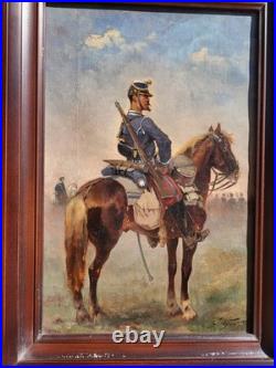 Georges Hyon 19eme Tableau Huile Sur Toile Revue Militaire A Cheval Napoleon 3