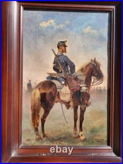 Georges Hyon 19eme Tableau Huile Sur Toile Revue Militaire A Cheval Napoleon 3