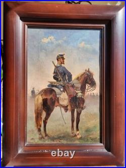Georges Hyon 19eme Tableau Huile Sur Toile Revue Militaire A Cheval Napoleon 3