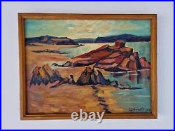 Georges LEPREVOTS 1974 Huile sur toile paysage marin signé 12P