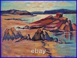 Georges LEPREVOTS 1974 Huile sur toile paysage marin signé 12P