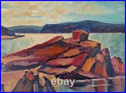 Georges LEPREVOTS 1974 Huile sur toile paysage marin signé 12P