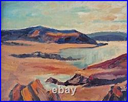 Georges LEPREVOTS 1974 Huile sur toile paysage marin signé 12P