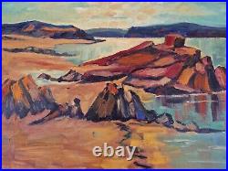 Georges LEPREVOTS 1974 Huile sur toile paysage marin signé 12P