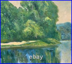 Georges Ledogard. Le Loing à Morey, le matin. Peinture huile sur toile signé