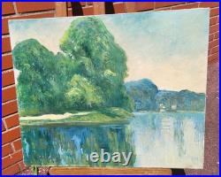 Georges Ledogard. Le Loing à Morey, le matin. Peinture huile sur toile signé