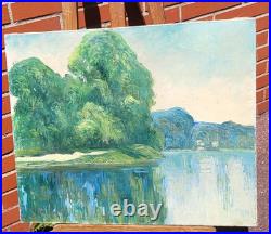 Georges Ledogard. Le Loing à Morey, le matin. Peinture huile sur toile signé
