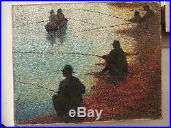 Georges SEURAT HUILE sur TOILE pointillisme PECHEURS impressionnisme