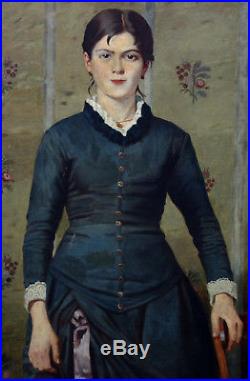 Giovanni Ottolini Portrait de femme Huile sur toile finn XIXème siècle