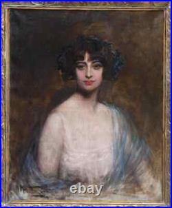 Grand & Magnifique Portrait 1900. Jeune Femme Coiffée De Raisins. Signature