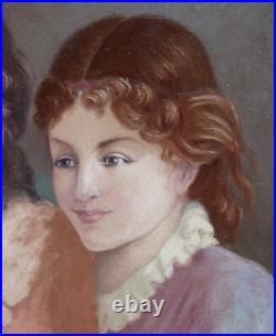 Grand & Magnifique Tableau 1900-1920. Deux Jeunes Femmes Lisant Une Lettre Grand & Magnifique Tableau 1900-1920. Deux Jeunes Femmes Lisant Une Lettre