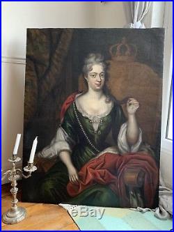Grand Portrait De Femme Noblesse Couronne Fin XVII Eme Debut XVIII Eme