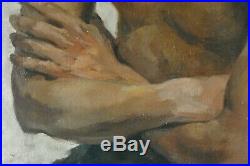 Grand Portrait à l'huile Van Beylen 119 x 88 cm Académie d'homme
