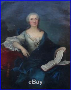 Grand Portrait de femme Epoque Louis XIV Ecole Française Huile sur toile