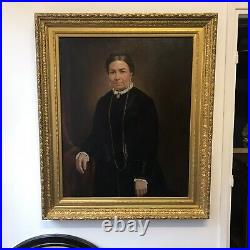 Grand Portrait femme XIX huile sur toile h 124cm l 105cm