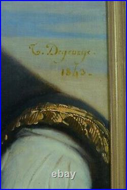 Grand Tableau Ancien Portrait D'homme Costume Paysage Thomas DEGEORGE elv. David
