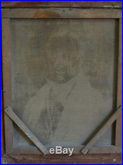 Grand Tableau Ancien Portrait d'homme au Gilet sv CLaude Dubufe cadre bois doré