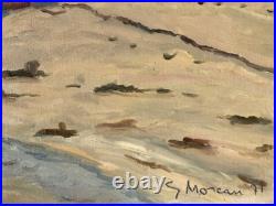 Grand Tableau HST -Bateaux à Marée Basse- Signé -XXème- IMPRESSIONIST PAINTING