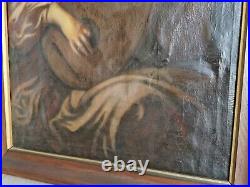 Grand Tableau HUILE sur TOILE Fin XIXe FEMME à la CITHARE Peinture Oil Art MAG