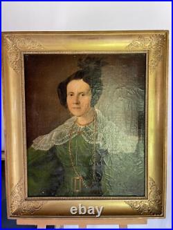Grand Tableau Huile Sur Toile Portrait D' Éléonore Herlin Femme Du Capitaine Grand Tableau Huile Sur Toile Portrait D' Éléonore Herlin Femme Du Capitaine