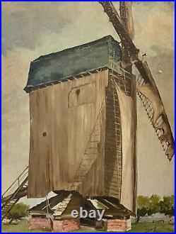 Grand Tableau Huile Sur Toile Signé BERN Année 1942 Moulin De Witry Les Reims