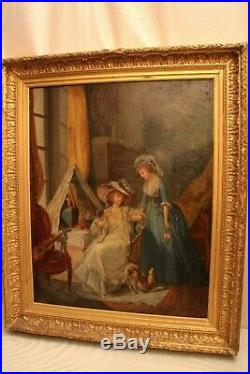 Grand tableau 19e huile sur toile portrait de Marie-Antoinette