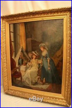Grand tableau 19e huile sur toile portrait de Marie-Antoinette